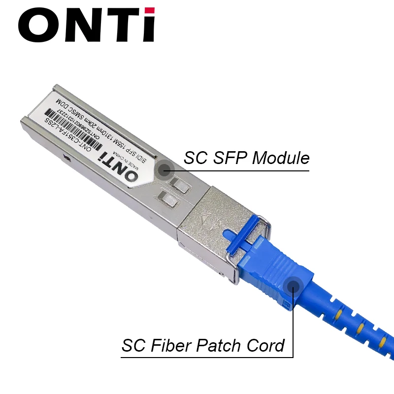 Módulo 1310nm/1490nm/1550nm do sc do único-modo de onti 155m módulo sfp compatível com o interruptor de mikrotik cisco 20km