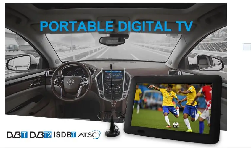 LEADSTAR 7นิ้วแบบพกพามินิทีวีเข้ากันได้กับ DVB-T2 H265/Hevc DVB-T/H264 Dolby Ac3 800X480สนับสนุน TF Card USB
