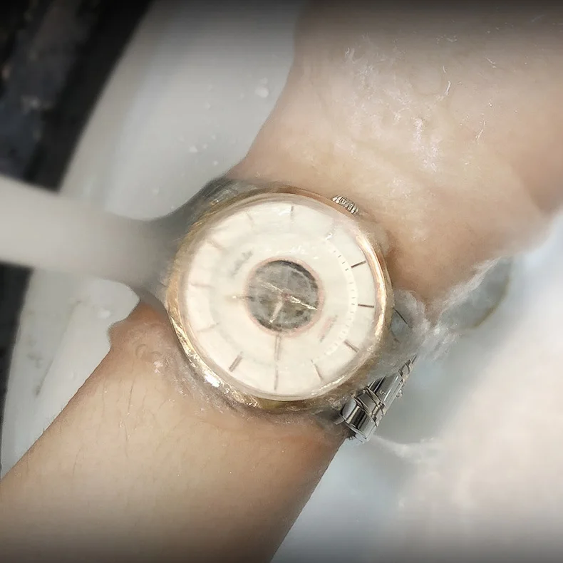 HANBORO Mens นาฬิกาอัตโนมัติหรูหรากันน้ําแฟชั่น Self Wind Mechanical นาฬิกาข้อมือ Double Side Hollow Out Dial