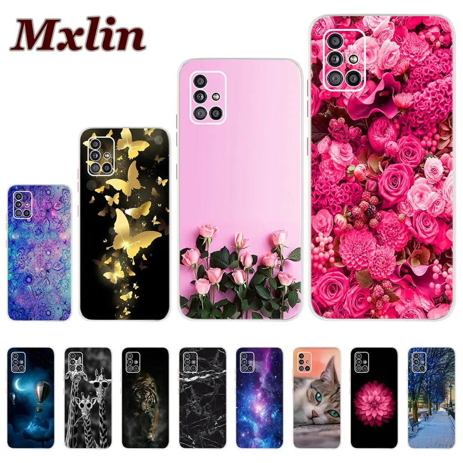 For Samsung A51 Case Colorful Flower Butterfly Printed Soft Phone Back Cover 6.5