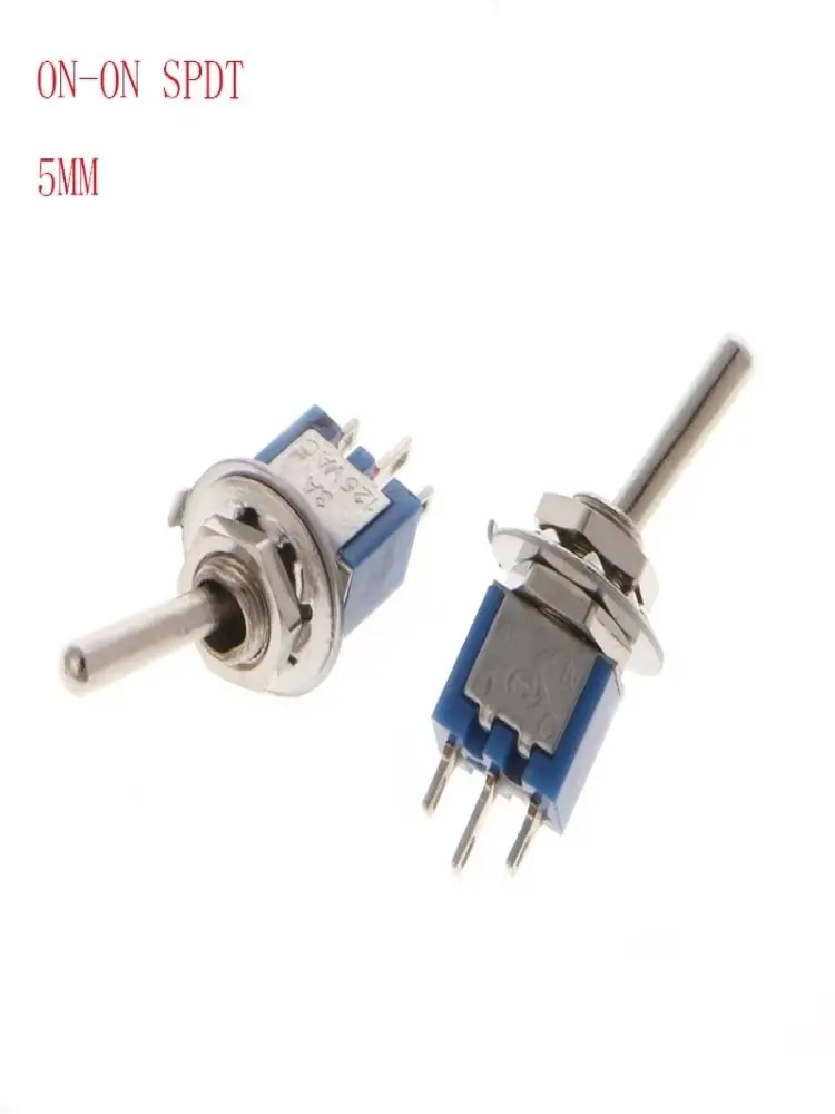 5pcs 5MM Mini Toggle Switch SMTS-102 125V/3A SPDT 3-Pin On On 2 Position Blue Color Stitch Pins Rocker Switch