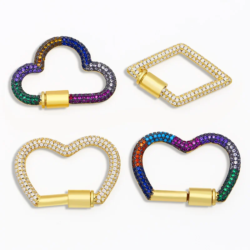 OCESRIO Rainbow DIY Pendant Carabiner Cloud  Screw Zircon Clasps Decoration Polished Necklace Jewelry Making Supplies cspa061