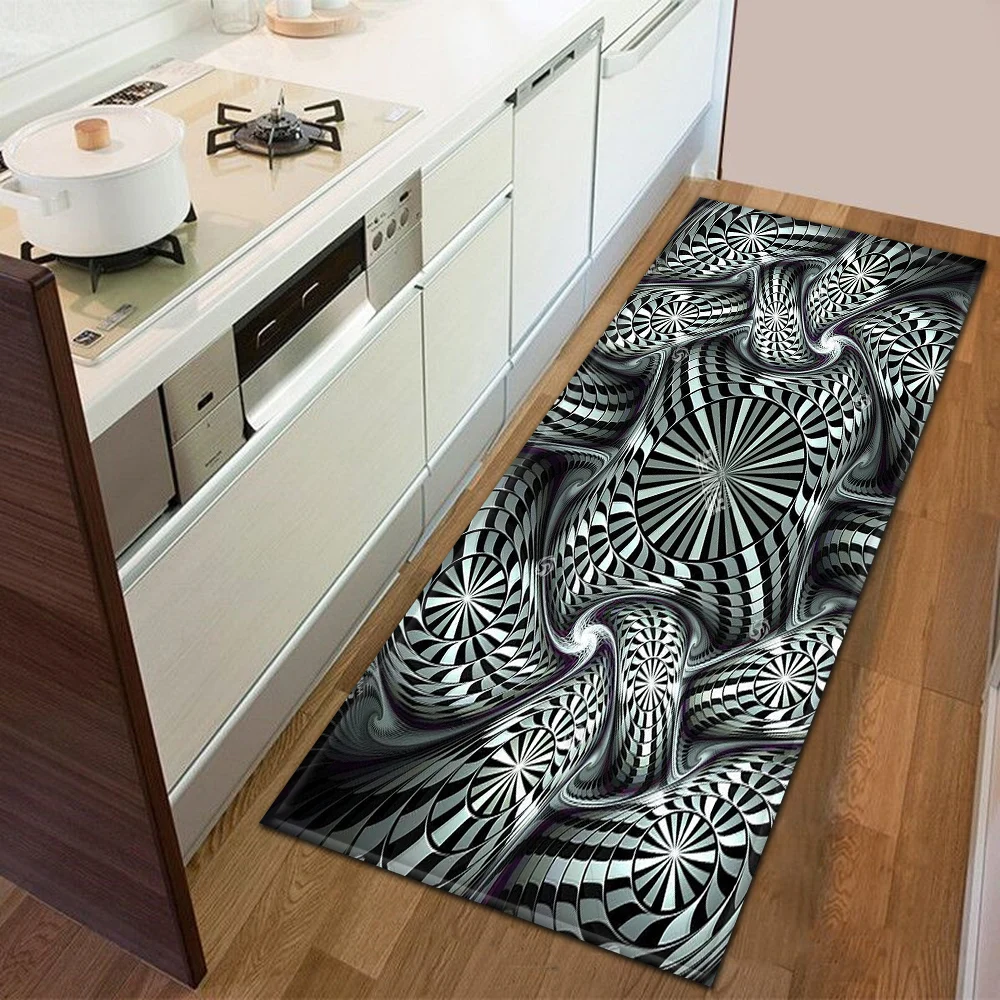 Entrance Doormat Decoration Kitchen Bedroom Carpet Bathroom Anti-Slip Floor Hallway Balcony Rugs Modern 3D Printing Pattern Mat