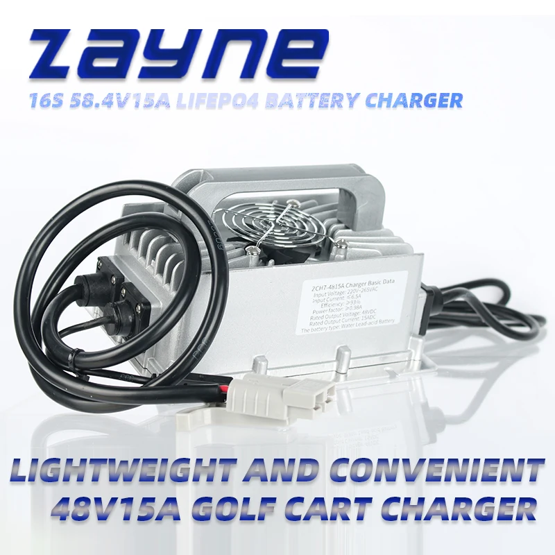 48v 15Amp IP67 wodoodporna inteligentna ładowarka 110V do akumulatora litowo-jonowego Golf Yamaha EZ GO Club Car 16S 58.4V akumulator LiFePO4