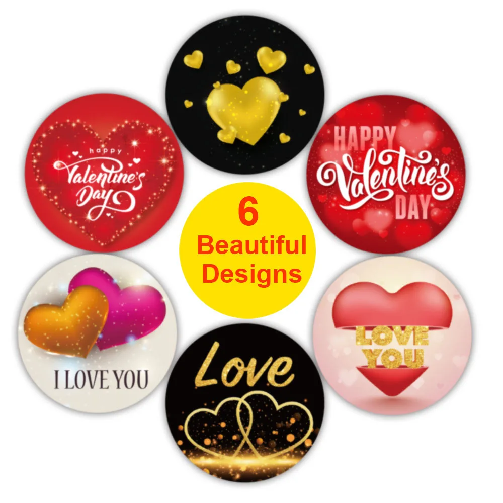 50-500pcs I LOVE YOU with Heart Thank You Sealing Labels Happy Valentine\'s Day Sticker Birthday Party Handmade Tag Favors Decor