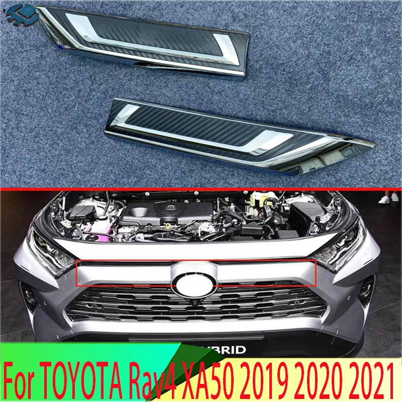 

For TOYOTA Rav4 XA50 2019 2020 2021 ABS Chrome Front Center Mesh Grille Cover Radiator Strip Trim Decoration Car Styling