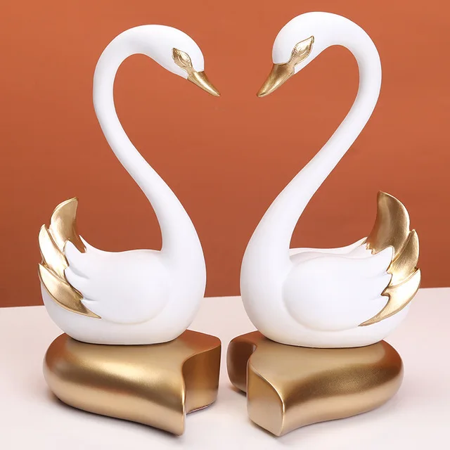 

Nordic Resin Loving Couple Swan Adornments Home Livingroom Desktop Furnishing Crafts Bookcase Cabinet Store Figurines Decoration