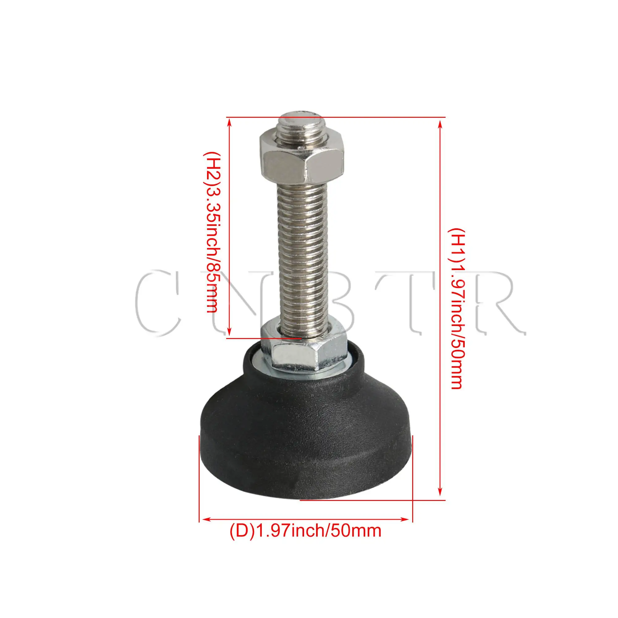 CNBTR 8x Screw On Type M12 Adjustable Thread Mount Leveling Foot Pad 50mm Dia