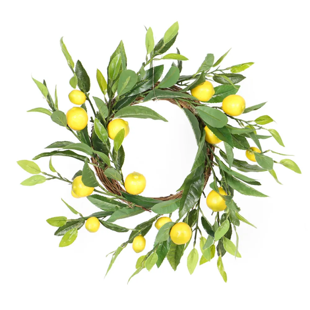 

Artificial Lemon Flower Hanging Vine Garland Wreath Headwear Door Wall Ornament Home Decoration Simulation Green Leaf Rattan