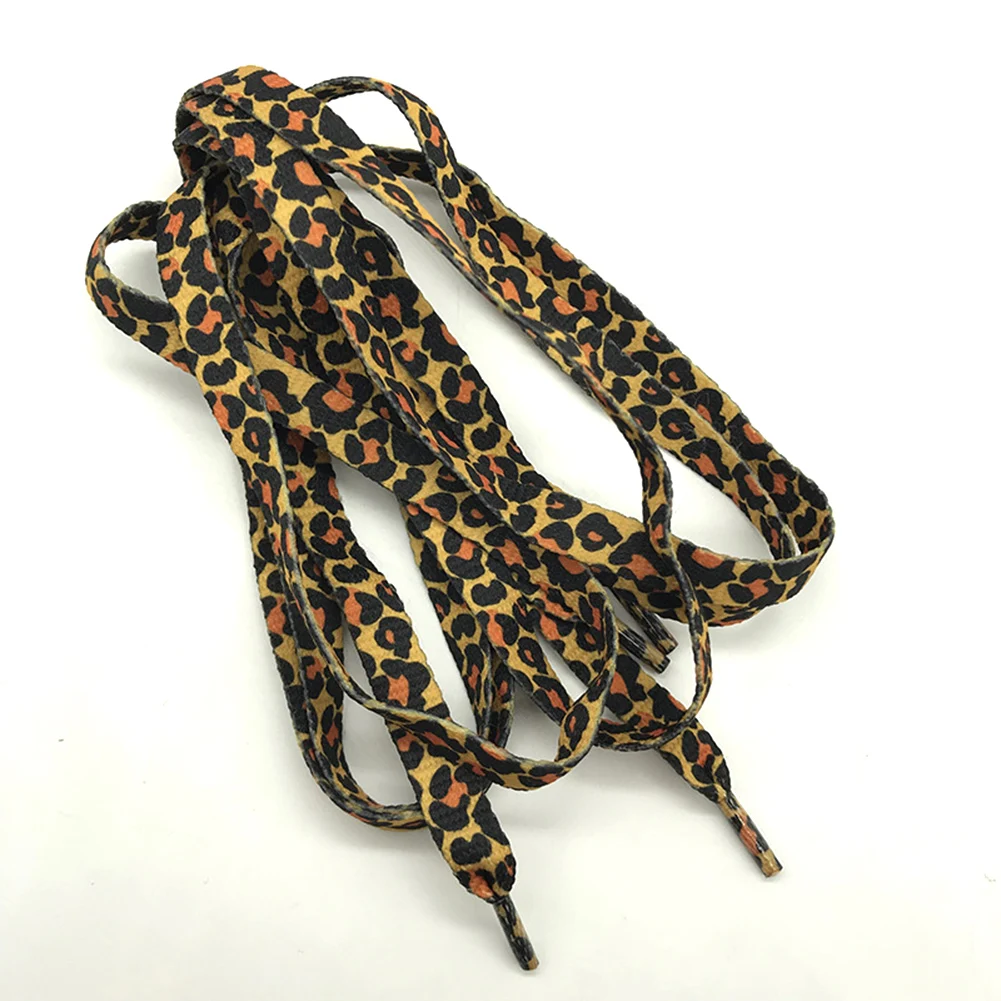 1 Pair Newest Classic Leopard Print Shoelaces Fashion Flat Laces Applicable To All Kinds Of Shoes Casual Sports Shoelaces Print