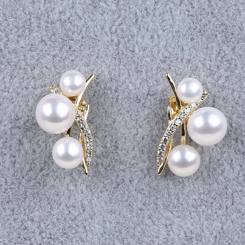 Fashion silver jewelry 925 earrings with freshwater pearl