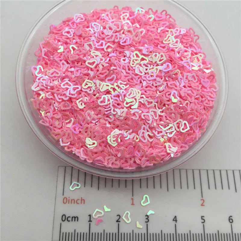 Hollow Heart Shape PVC Loose Sequins, Glitter Paillettes, Nail Art Manicure, Wedding Confetti,Accessories for Ornament, 20G, 3mm