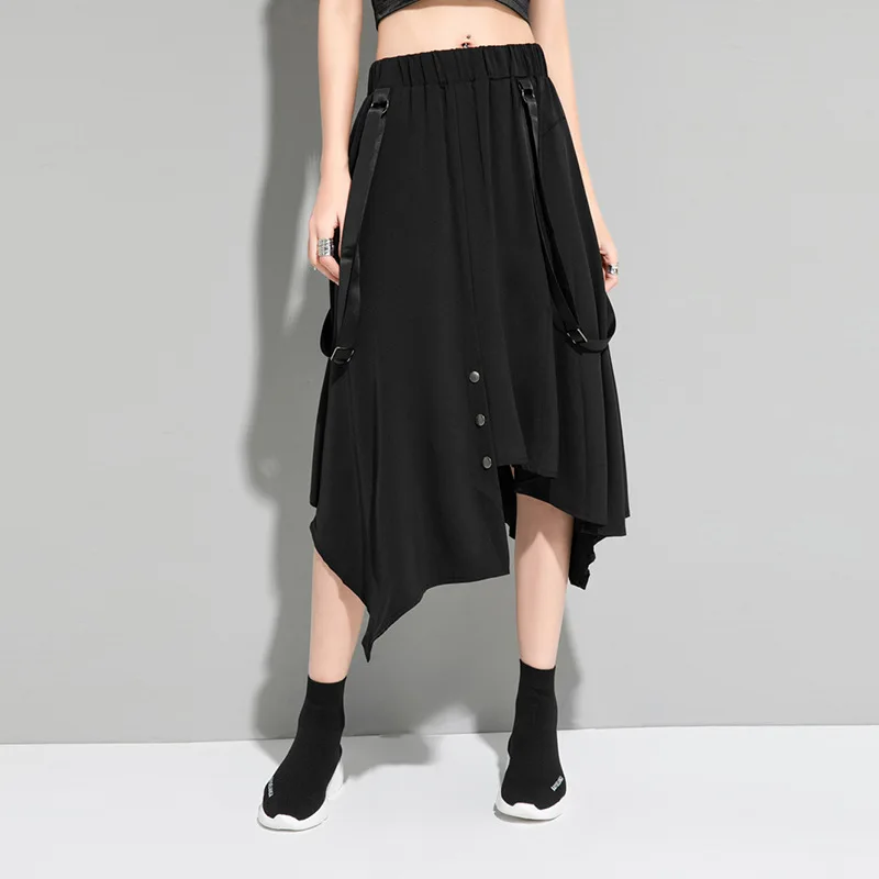 Ladies Skirt Summer New Dark Department Removable Shoulder Strap Irregular Personality Casual Loose Large Skirt