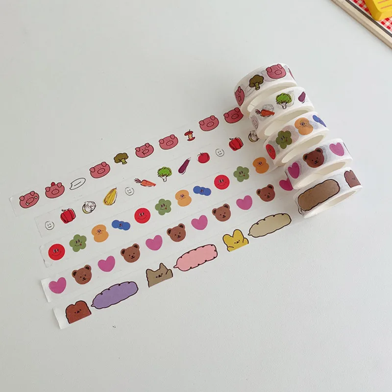 1Pc Simple Cartoon Pig Expression Washi Tape Japanese Paper DIY Planner Masking Tape Adhesive Tapes Decorative Stationery Tape