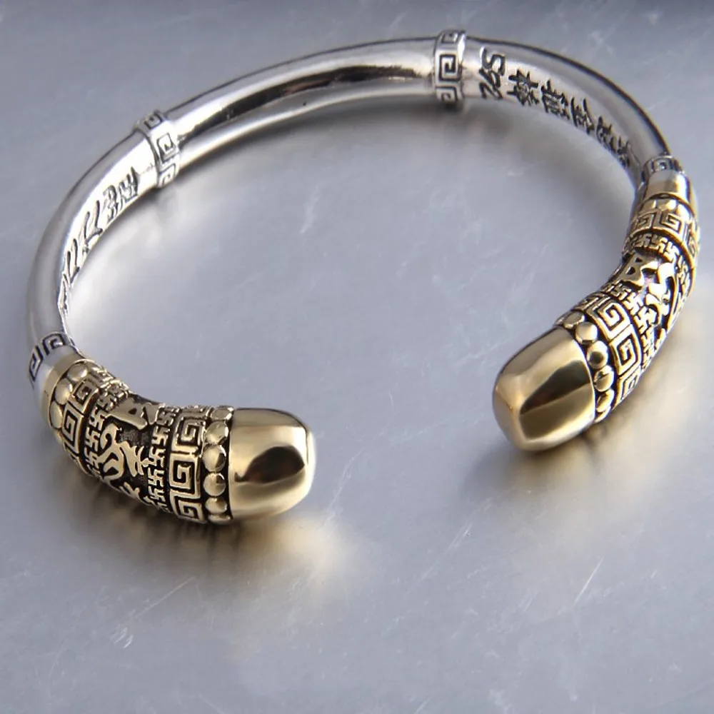 

New s999 sterling silver men's bracelet Monkey King golden hoop silver female bracelet love you for ten thousand years GIFTS