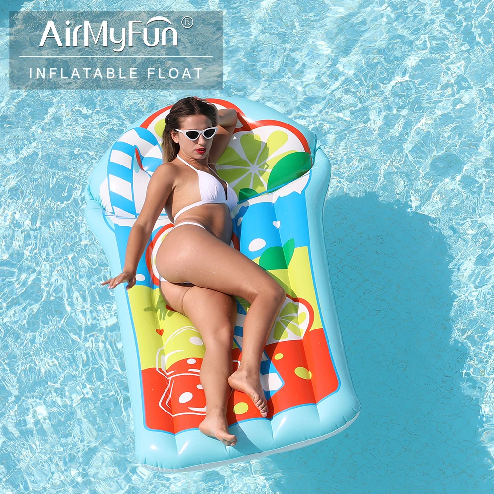 AirMyFun Inflatable Giant Pool Float, Floaties Loungers and Float for Adult & Kids, Summer Pool Lounge, Creative Lemon Tea Style