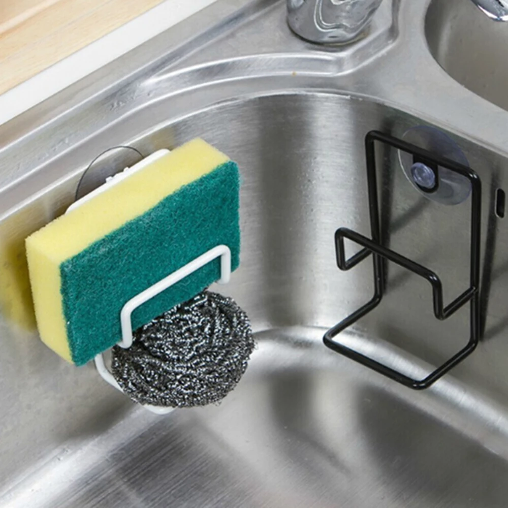 

Metal Suction Cup Sink Drain Rack Wall Sucker Sponge Storage Drying Holder Kitchen Sink Soap Stand Dish Cloth Shelf