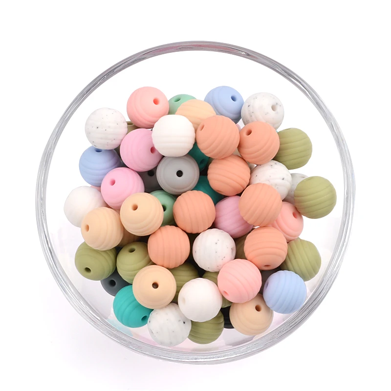LOFCA-Cuentas de colmena de silicona para bebé, 20 piezas de 15mm de BPA, redondas, de grado alimenticio, en espiral, regalos para Baby Shower de