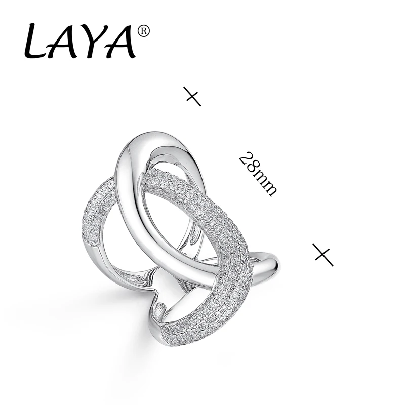 LAYA 925 Sterling Silver Fashion Luxury Irregular High Quality Zirconium Cross Ring Gift For Men Party Personality Jewelry