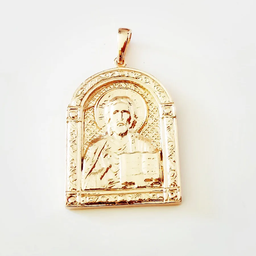 Saint Nicholas Pendant Metal Orthodox Pedants Men Jewelry Trendy 585 Rose Gold Color Religious Pendant Necklace