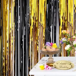 Black Gold Foil Background Curtain Sequin Wall Birthday Party Backdrops Wall Curtain Wedding Anniversary Bachelor Party Decor