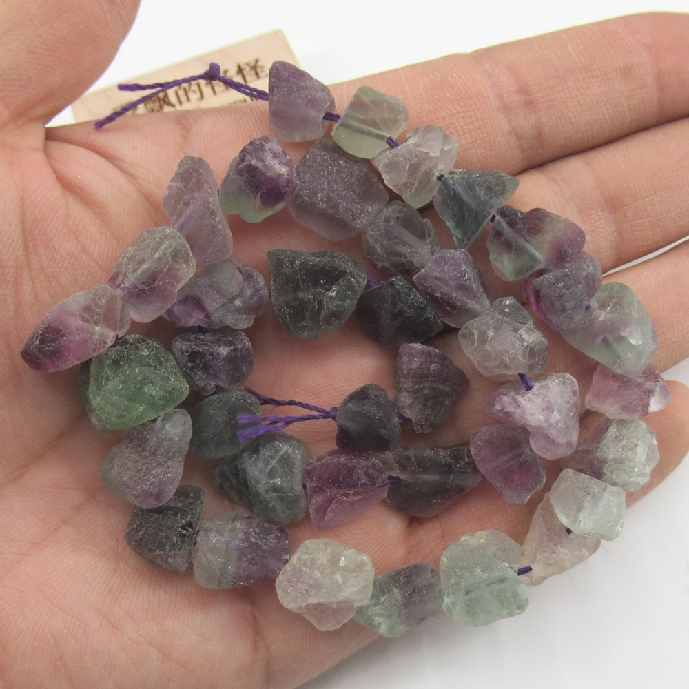 APDGG Natural Purple Fluorite Freeform Rough Nugget Gemstone Loose Beads 15.5\