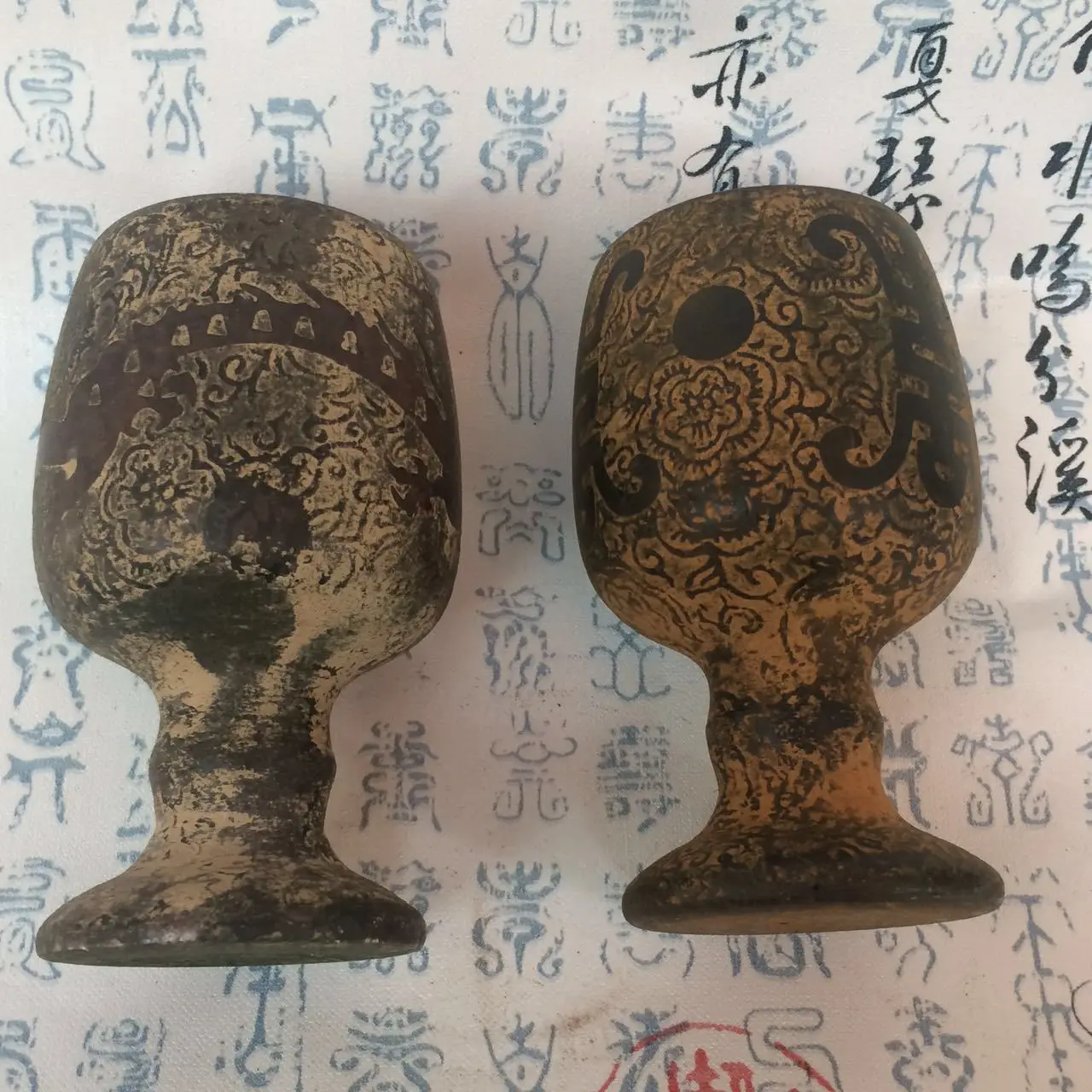 China's old jade Cup Embossed Shouzi Jade Cup Longtu Cup