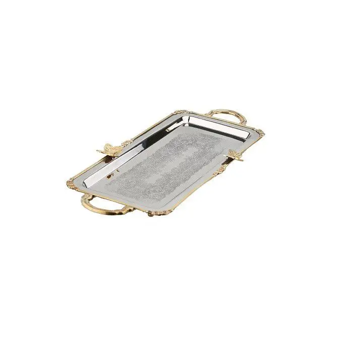 

DOLBOVI Lucky Art 036 Butterfly Silver Gold tray 42x19 Cm tray поднос plateau de service