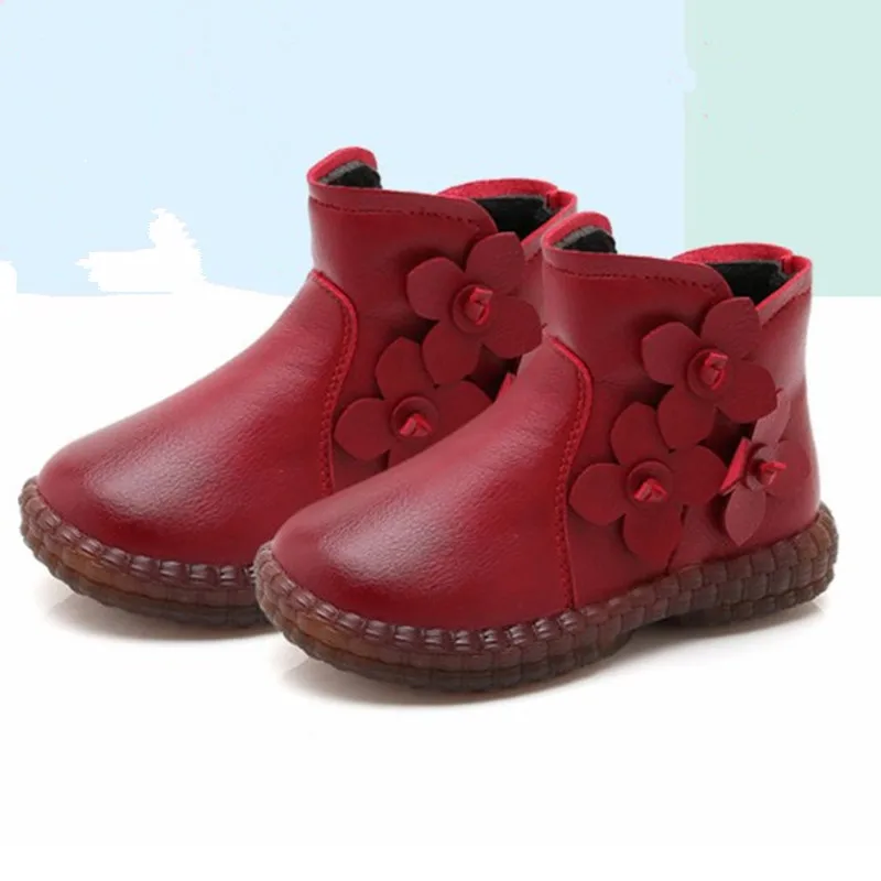 Autumn Winter Girls Boots Children Warm Plush Winter boots Shoes Kids Snow Boots Girls Casual Leather Shoes 4 5 6 7 8 9 10-14T