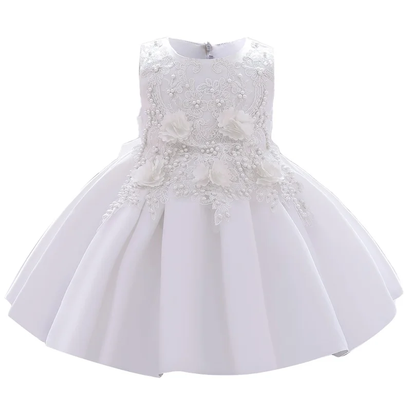 

WhiteTutu Newborn Christening Princess Toddler Birthday Children Baptism Baby Girl Clothes Summer Dresses Beads Vestidos 1 Year