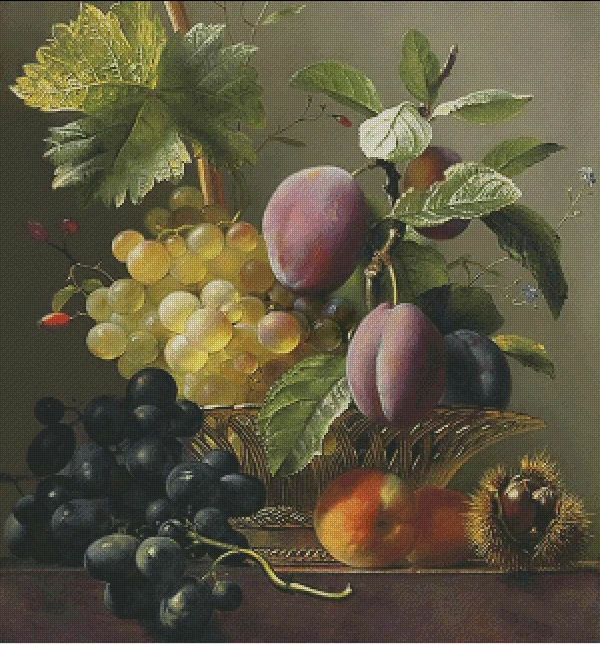 Nuove uva, prune, pesche e castagne, frutta, ricamo, punto croce, kit 14CT, ricamo non stampato, arti, decorazioni fatte a mano fai da te