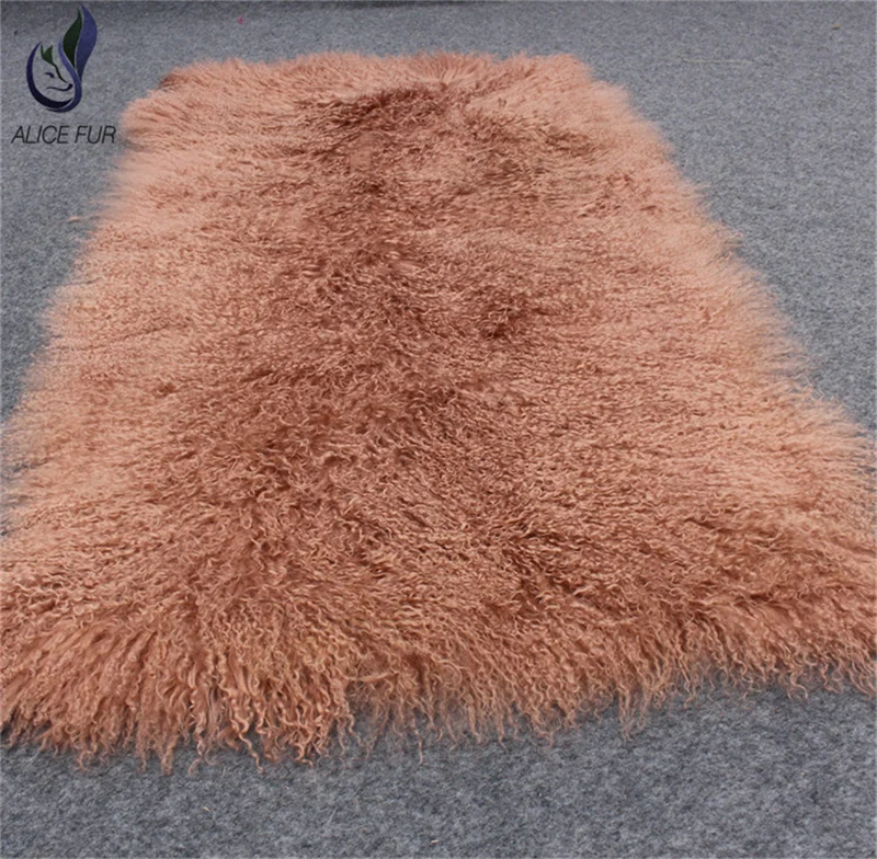 Luxury Primary curly Mongolian Fur Rug Genuine Curly Tibetan Lamb Fur Plate for Doll Wig Sofa Sheepskin Blanket Carpet