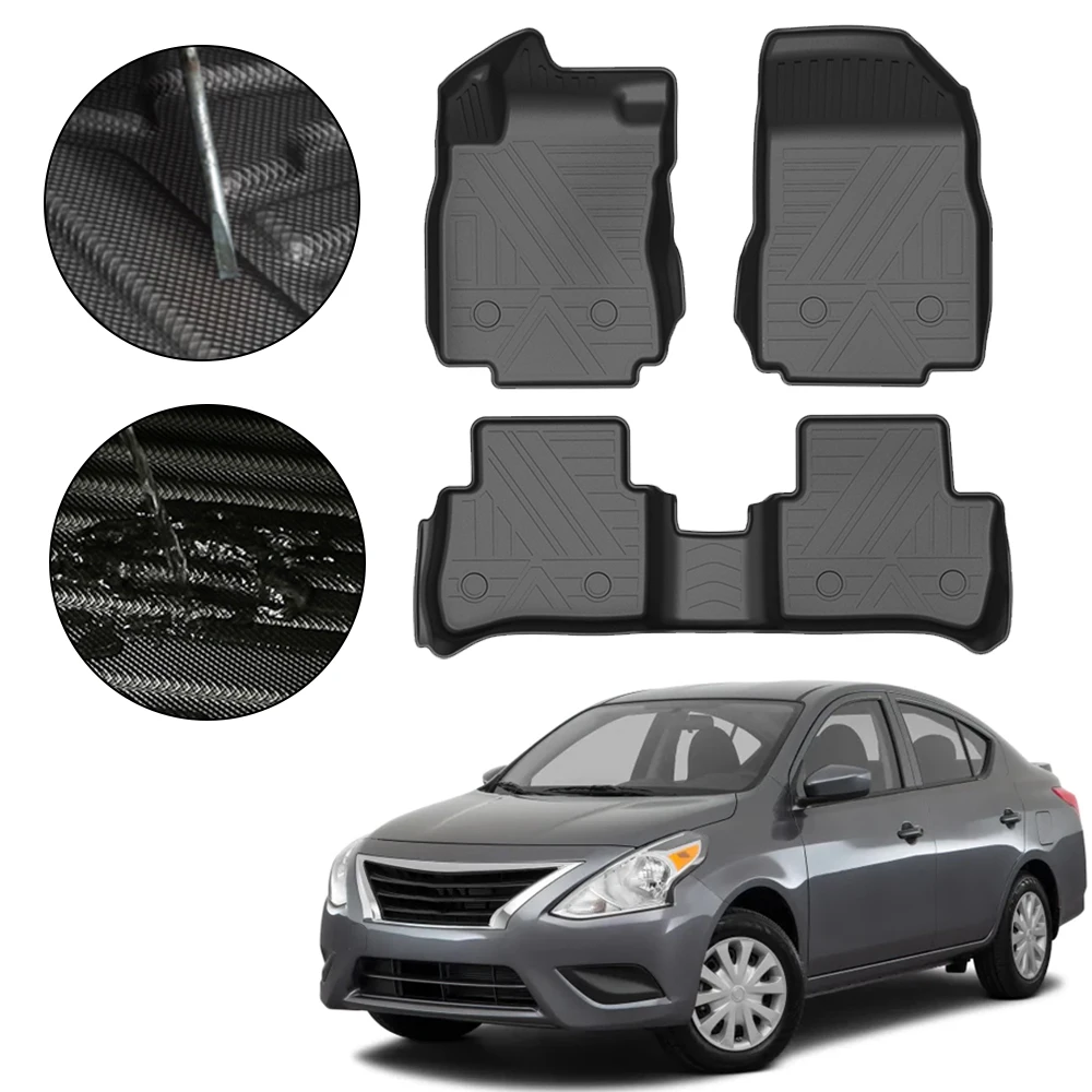 

For Nissan Versa 2006 2007 2008 2009 2010 Rubber Floor Mats TPE Waterproof Non-Slip Fully Surrounded Foot Pad Car Accessories