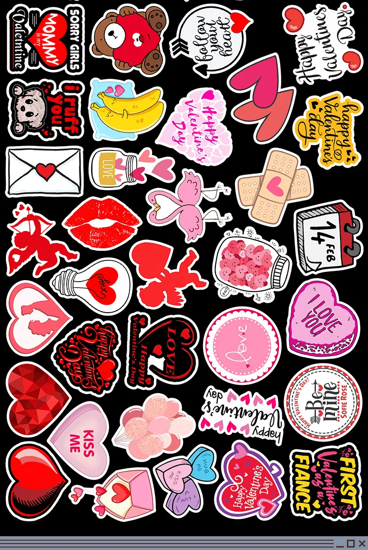 50pcs LOVE Stickers per Notebook Laptop Scrapbooking materiale Adesivos Pink Stickers forniture artigianali Vintage di san valentino