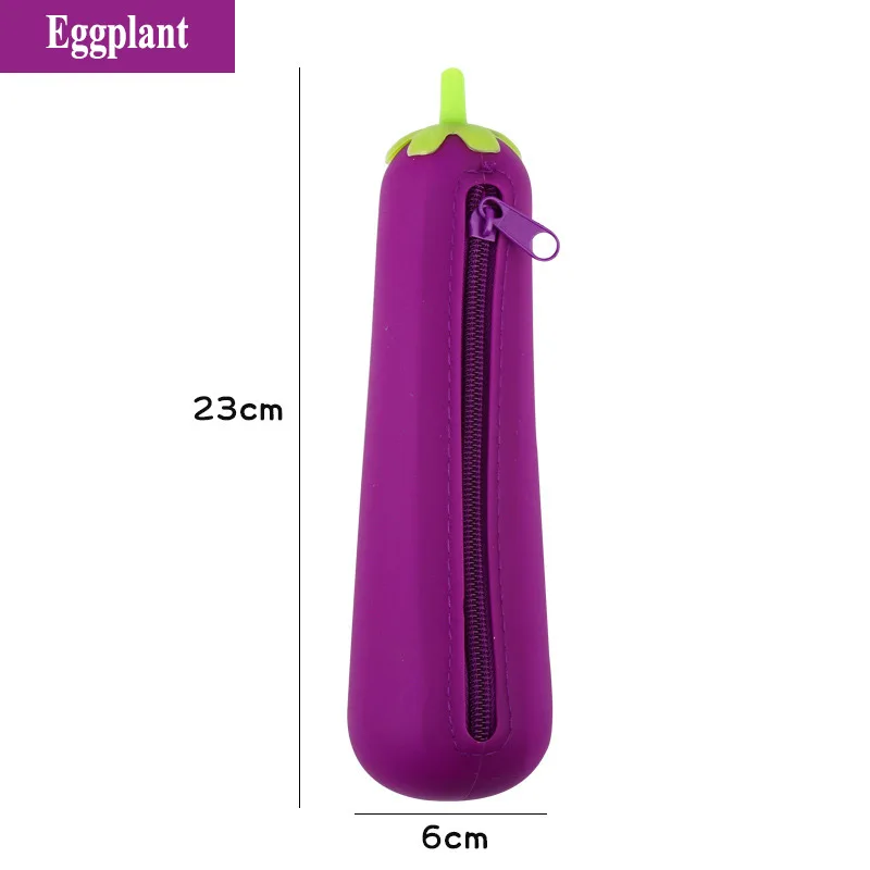 Imagem -04 - Criativo Zipper Silicone Lápis Case Kawaii Pen Bolsa de Armazenamento Berinjela Ervilhas Vagem de Feijão Milho Forma de Cenoura Presente Organizador Kids