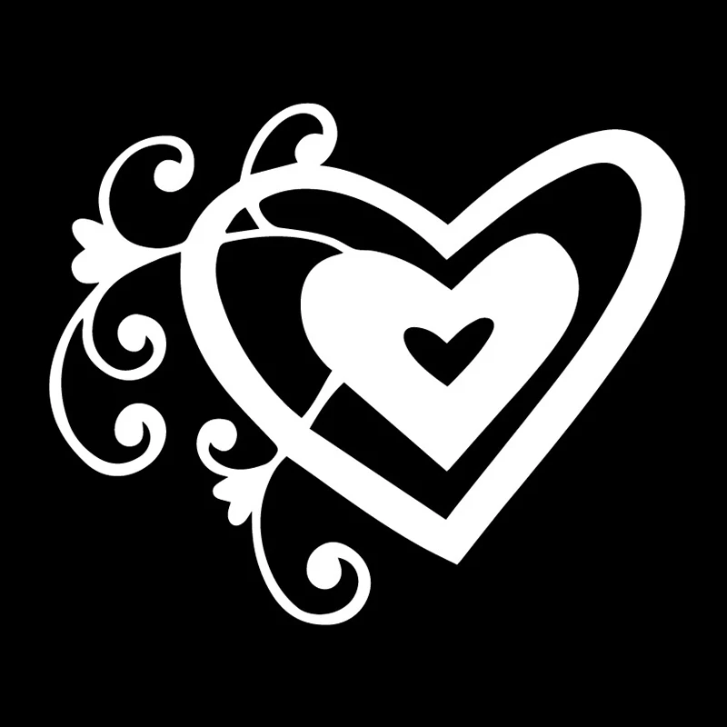 Small Town  17.5X14.3CM Love Heart Swirls Fashion Window Decoration Car Sticker Cartoon Vinyl Decal C25-1343