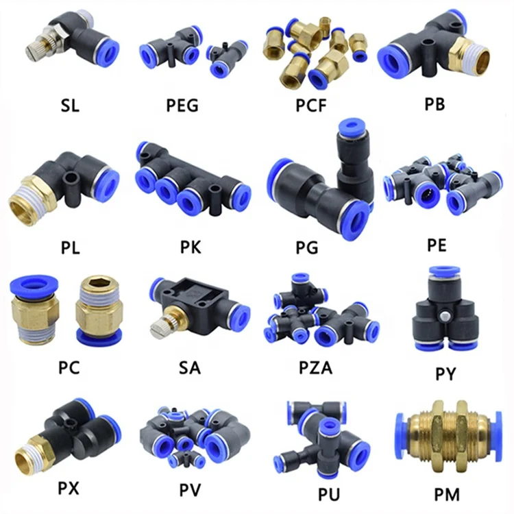 Pneumatic Fittings Pipe Connector Tube 4 5 14mm OD Hose Reducing 8 10 12mm PG PVG PEG PW PZAG Plastic Push In Air Quick Fitting
