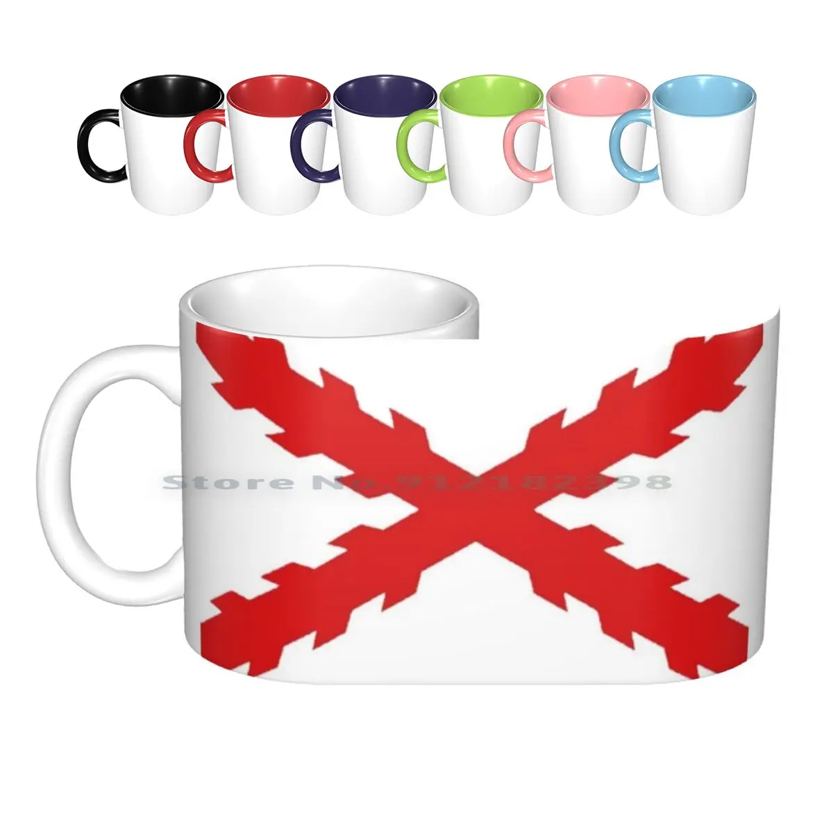 Borgona Cross Ceramic Mugs Coffee Cups Milk Tea Mug Borgona Tercios Flag Spain Empire Cross San Andres Creative Trending