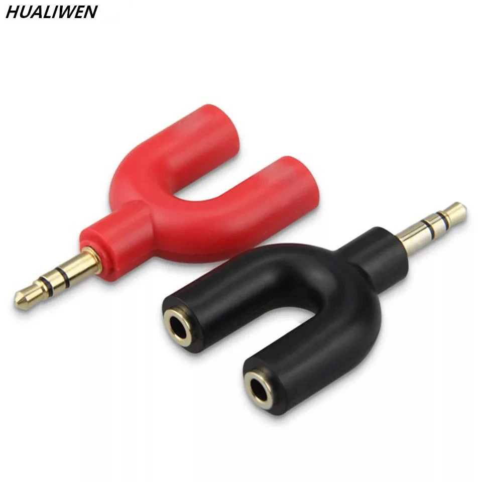 

Headset adapter cable computer cord couple one point two 3.5mm audio adapter 1/2 splitter