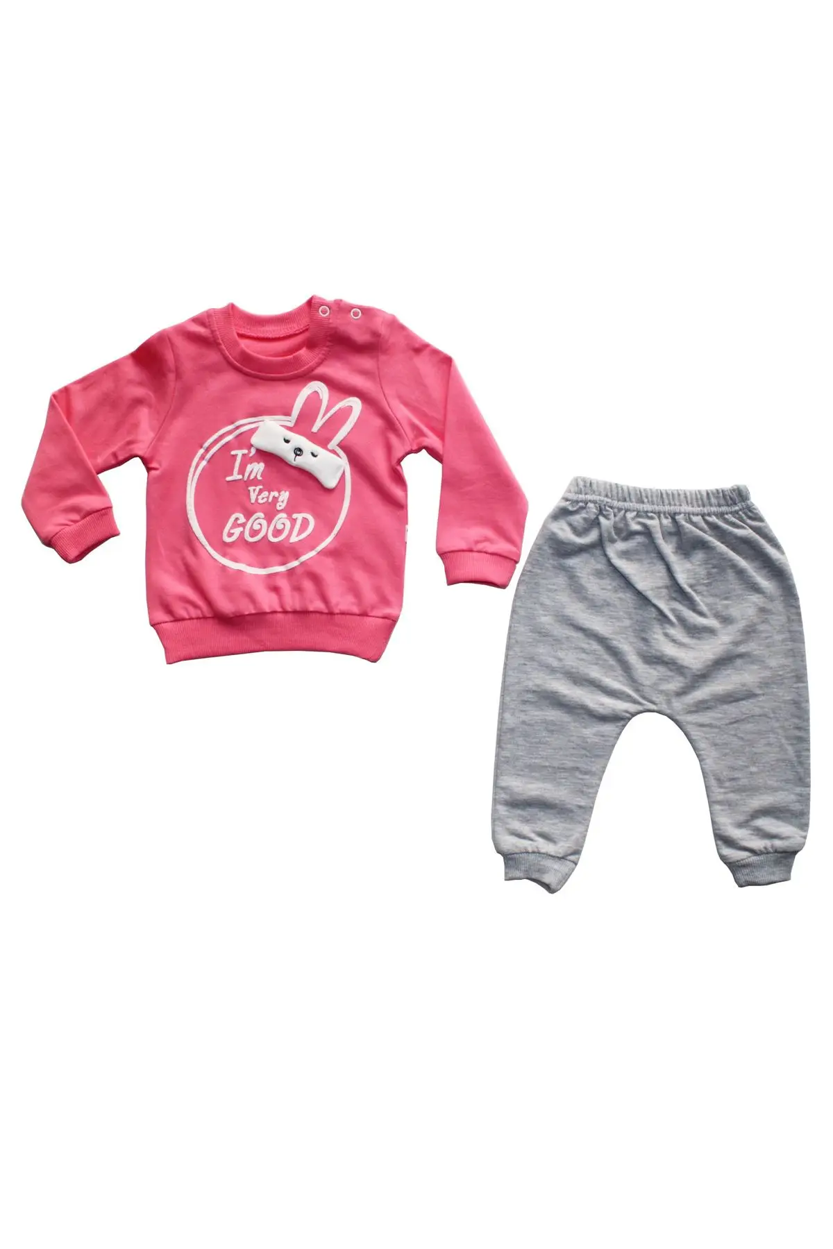 I'm Very Good Writing Rabbit Pattern Fuchsia The grills 2'li Girl Baby suit