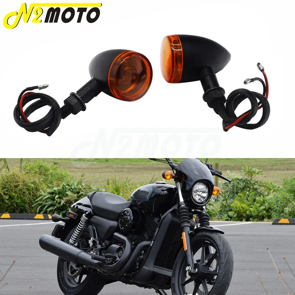 

Custom Motorcycle Retro Bullet Amber Turn Signals Indicators Light For Harley Yamaha Cruisers Honda Suzuki Kawasaki 10mm Bolt