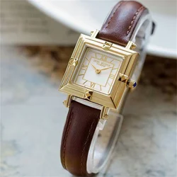 Antique Square Watches for Women Old Fashion Back Leather Strap Wrist watch Roman Vintage Modern Girls Watches Quartz Clock 3bar