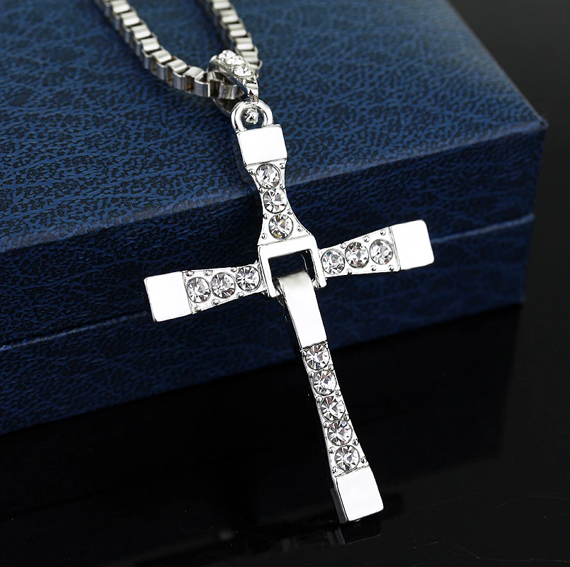 The Fast And The Furious Cross Pendant Necklace Celebrity Dominic Toretto Crystal Cross Necklaces Jewelry For Men Gifts