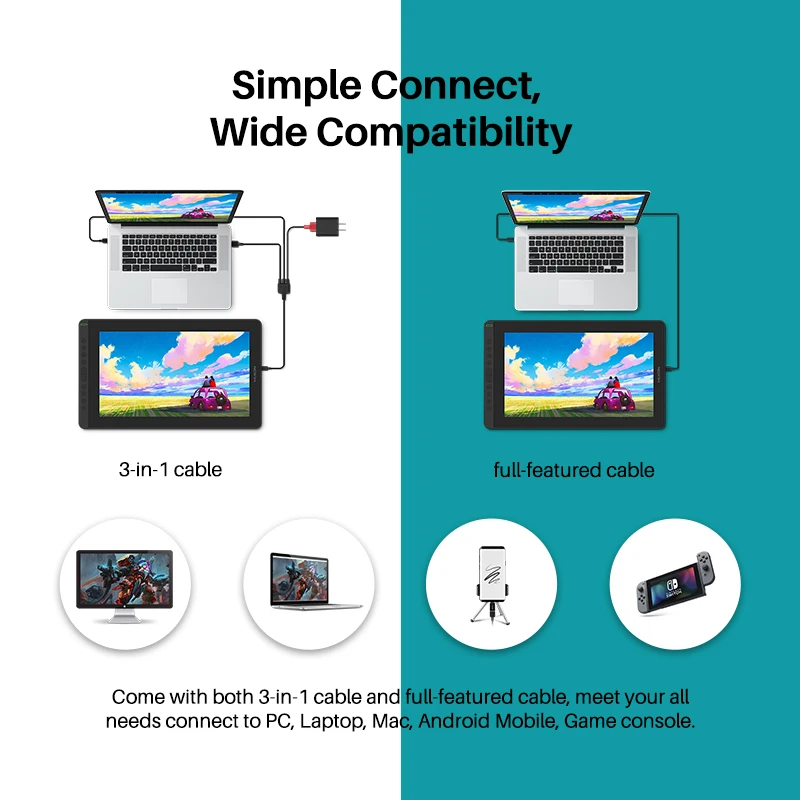 HUION New Arrival Kamvas 16(2021) Graphics Drawing Monitor Battery-free Digital Pen Tablet For Win/MAC And Android 120%s RGB