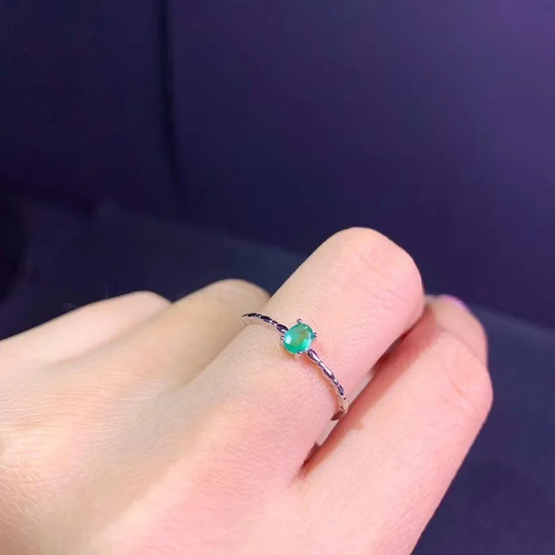 

New Natural Green Emerald Gemstone Ring for Women Jewelry Real 925 Silver Certified Natural Gem Engagement Ring Good Gift