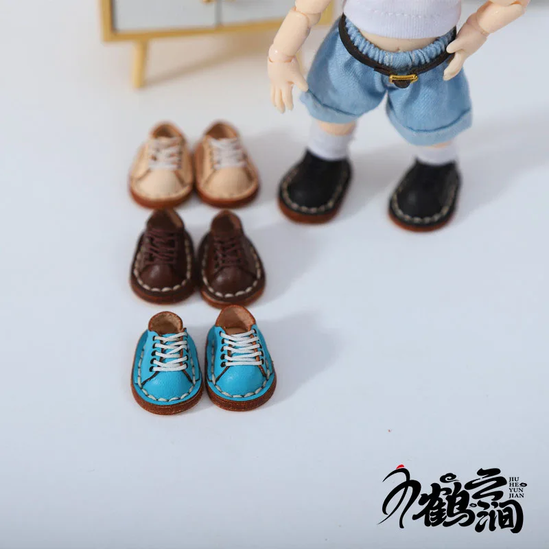 

New Casual Handmade Cowhide Doll Shoes Accessories: Casual Sneakers, Lovely Ob11 Shoes, Leather 1/12 BJD Doll Shoes, Obitsu11, G