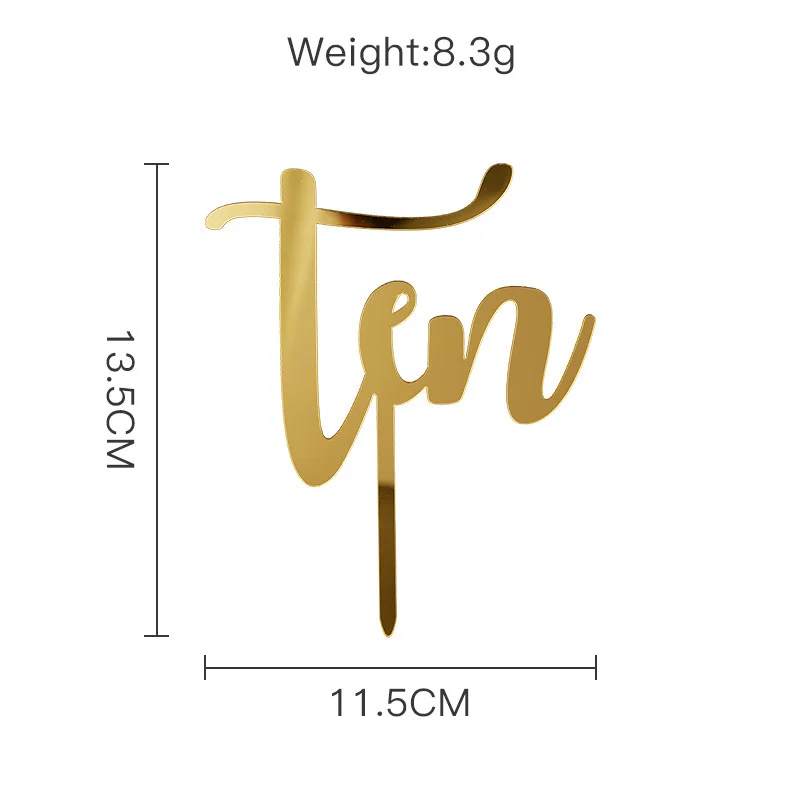 Gold Number Happy Birthday Cake Topper Acrylic One Ten Thirty Forty Sixty Baby Cupcake Topper for Birthday Party Cake Decoration