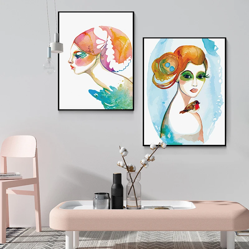 Girlish Style Anime Painting Nordic Poster And Print For Living Room Girl Room Familia Cuadros Decoracion Affiche Salon Wall Art