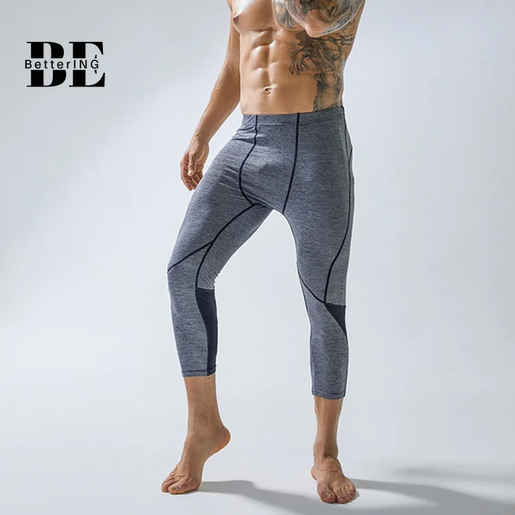 

2021 Men's Oversized Cropped Pants Youth Quick Dry Breathable Fitness Running Training Tights Stretch Yoga Pants