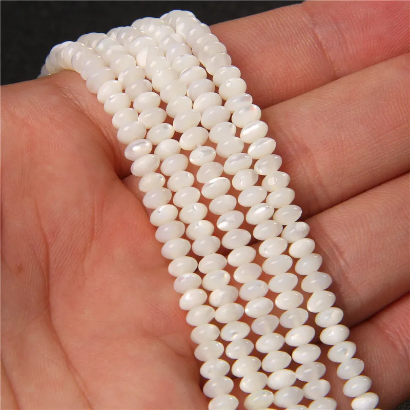 3x5mm Natural White Shell Rondelle Beads Mother of Pearl Shell Loose Beads for DIY Jewelry Making Bracelet Necklace Earrings 15\